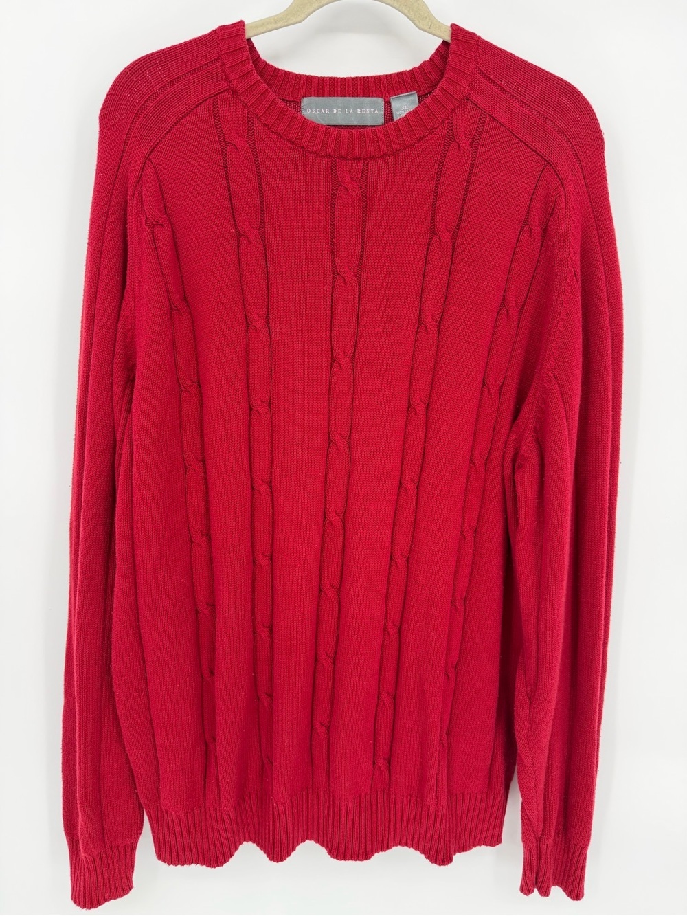Oscar de la Renta Vintage Men’s Red Cable Knit Sweater